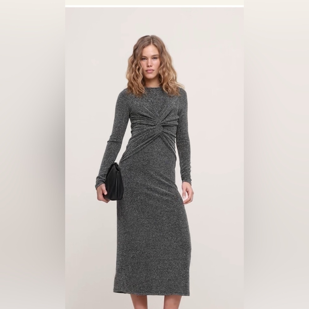 Banana Republic Maxi Dress Sparkle Jersey Knit Twist Front Small